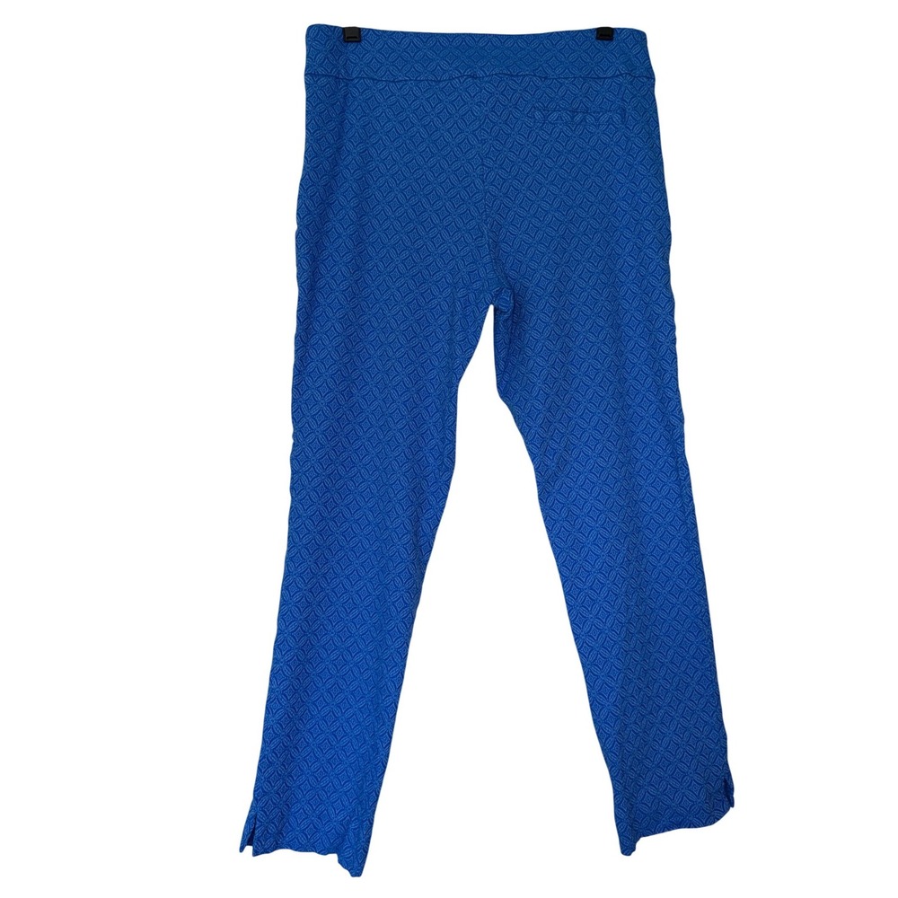 Margaret M Slimming Pant Royal Blue Geometric Textured Straight Leg XL